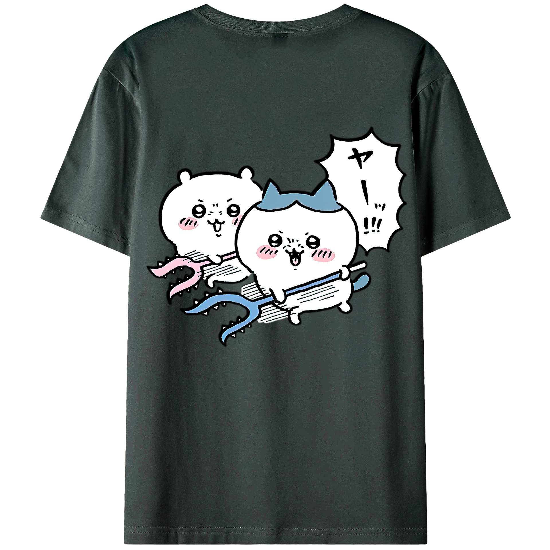 （画像用） ちいかわ ハチワレ Chii-kawa hachiware 綿100％ メンズ半袖Tシャツ（バックプリント） 通気性